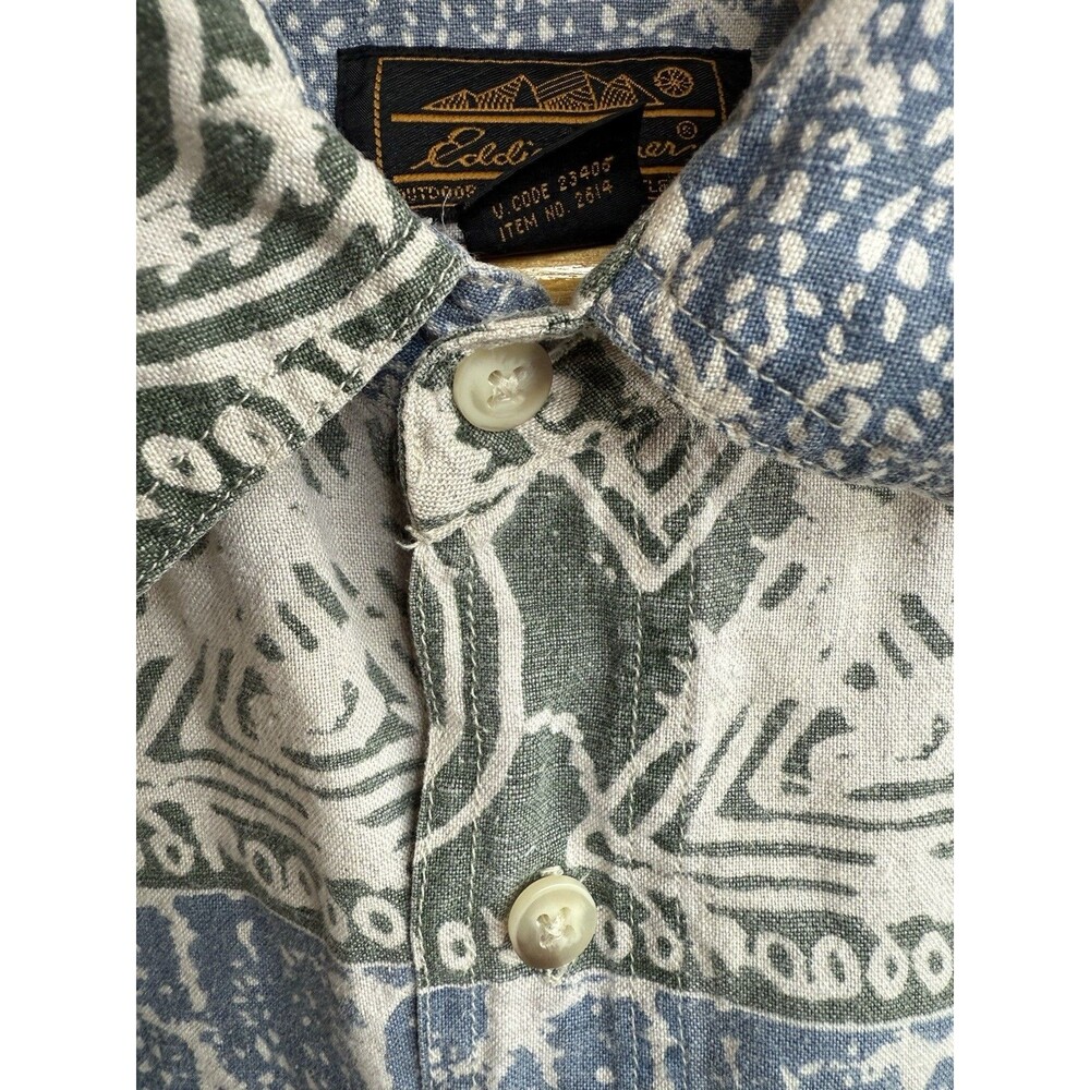 Vintage 90s Eddie Bauer Hawaiian Button Up Shirt | Cotton Blend | Large | - Picture 5 of 10